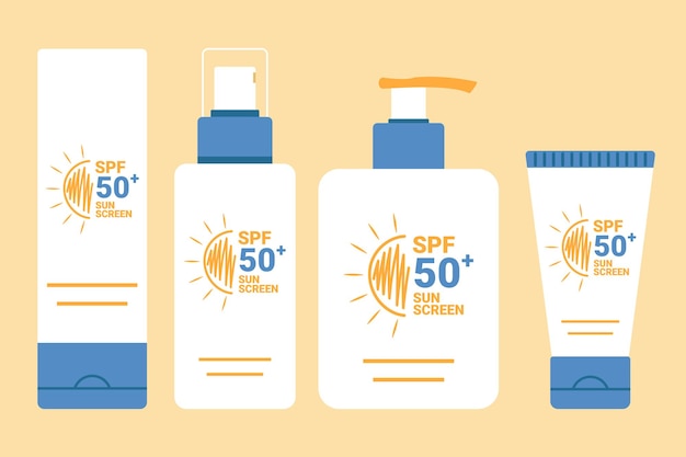 Set de produits de protection solaire SPF conception de produits de soin de la peau d'été