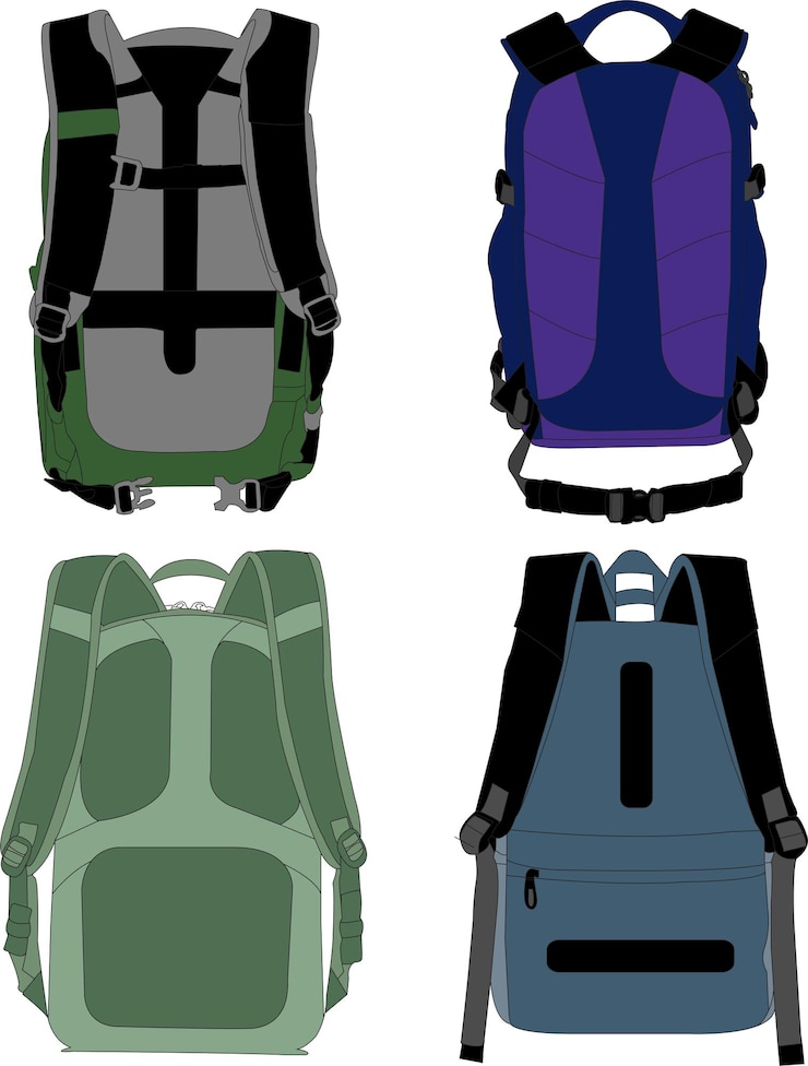 Vecteur set de sacs d'école de dessins animés icône de sac à dos coloré illustration vectorielle plate set de sacks de camping