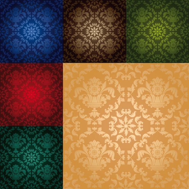 Set Seamless Wallpaper Pattern Floral