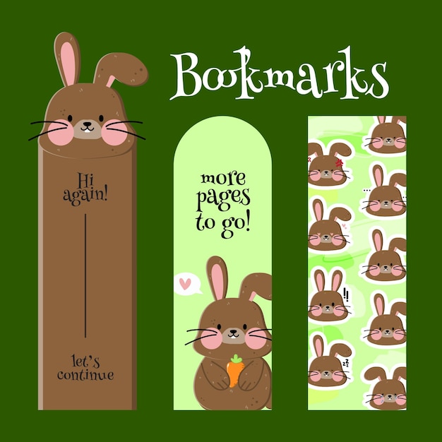 Set de signets simples du lapin brun