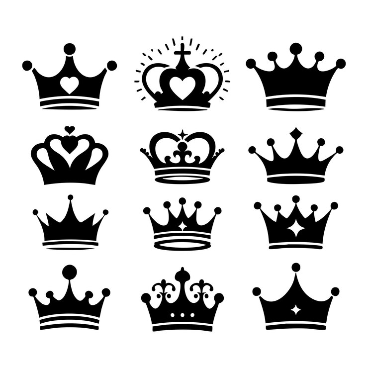 Vecteur set de silhouette de couronne sur fond blanc