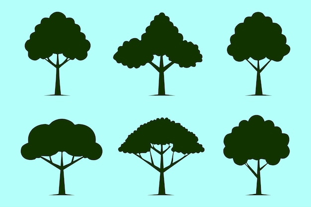 Set de silhouettes d'arbres forestiers vectoriels
