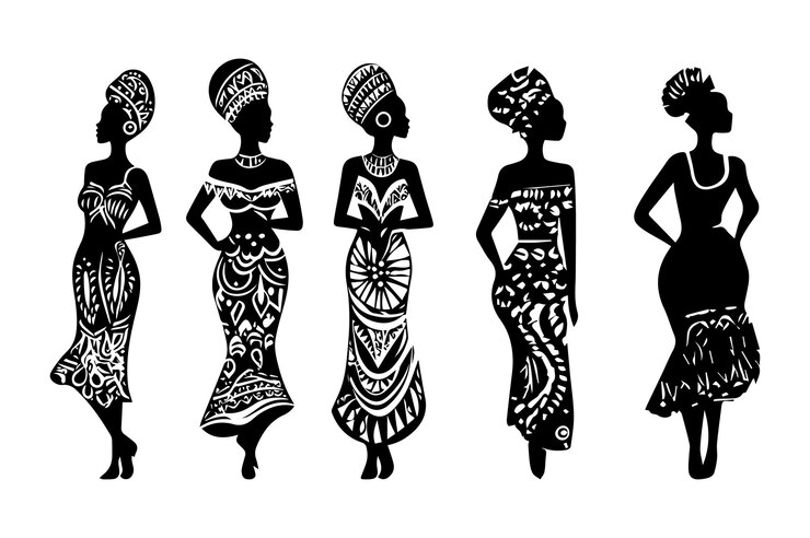 Set de silhouettes de femmes africaines