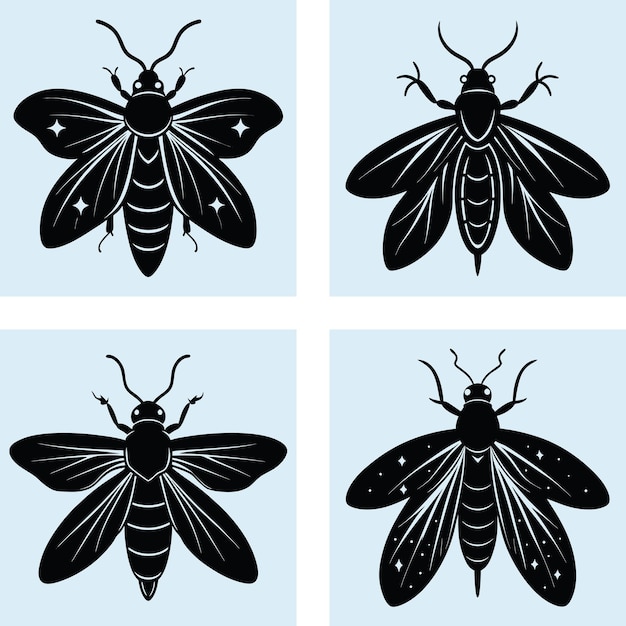Set de silhouettes d'insectes