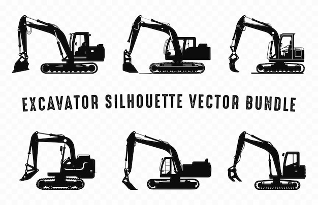 Set De Silhouettes Vectorielles Noires Pour Excavators Silhouettes Compactes Pour Excavateurs Mini Excavate Clipart Bundle