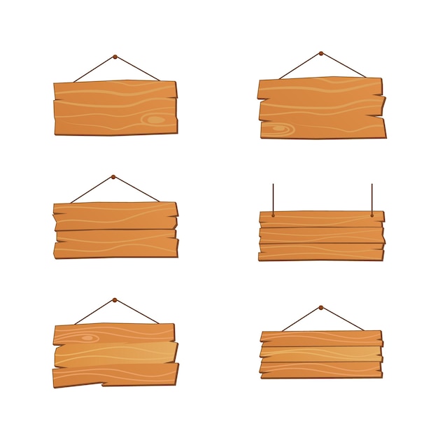 Set de six panneaux en bois de formes et de textures différentes