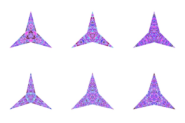 Vecteur set de symboles étoilés d'ornement de mosaïque de triangle polygonal géométrique