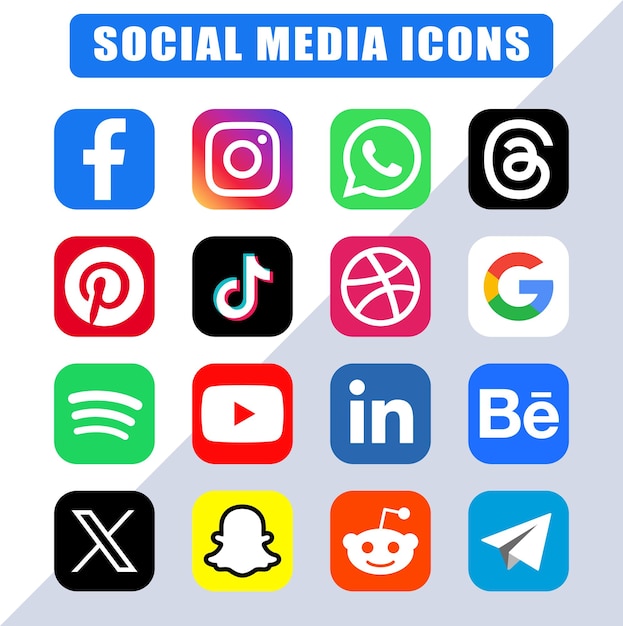 Set de symboles de logo pour les icônes des médias sociaux