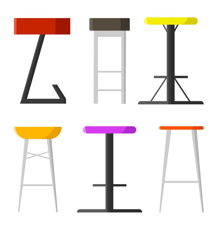 Vecteur set de tabourets de bar illustration vectorielle dans le style de conception plate