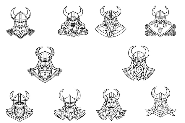 Set de tête viking collection de logos vikings