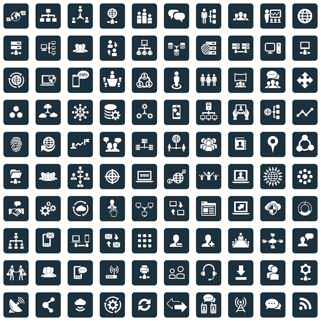 Set universel de 100 icônes de réseau