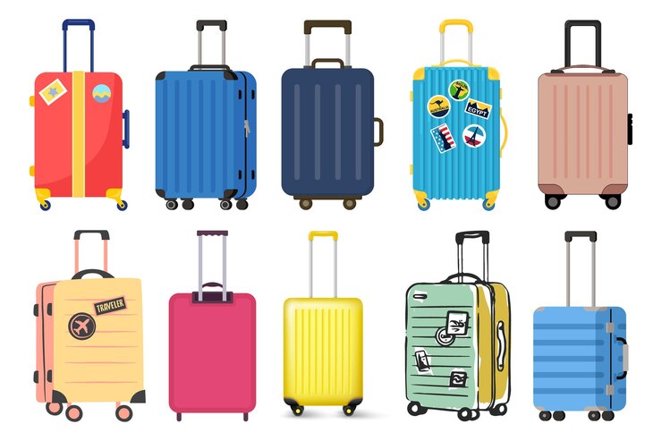 Vecteur set de valises colorées