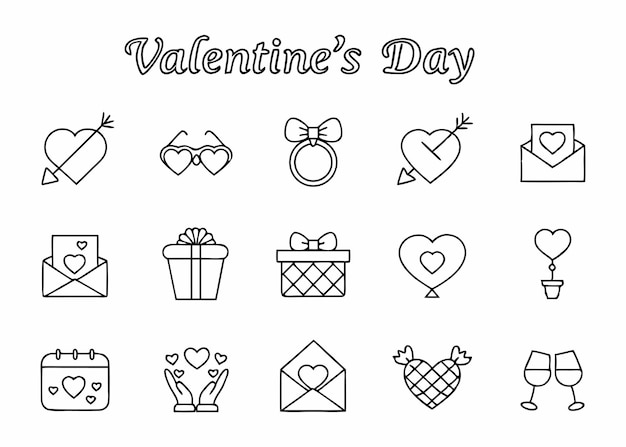 Set de vecteurs artistiques en ligne de Valentine