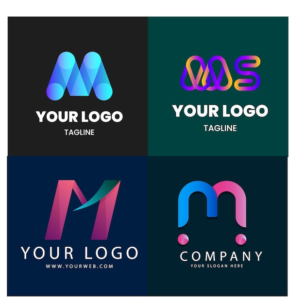 Set de vecteurs de conception de logo de la lettre M Collection de conceptions modernes de lettres M en couleurs