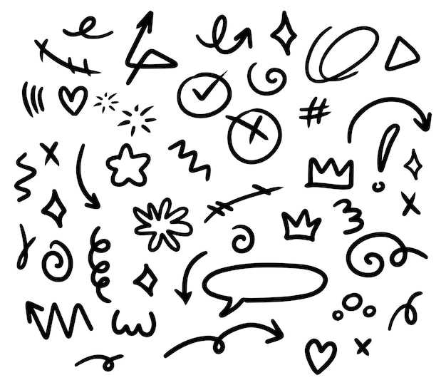 Set de vecteurs de flèches et de griffons dessinés à la main