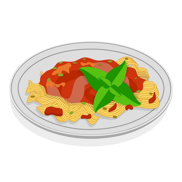 Set de vecteurs plats isométriques 3D de la cuisine italienne traditionnelle