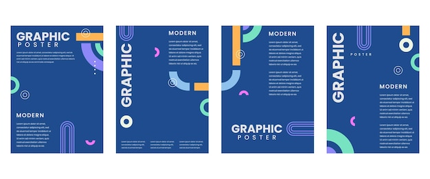 Set vectoriel d'arrière-plan d'affiche graphique moderne modèle de couverture minimaliste