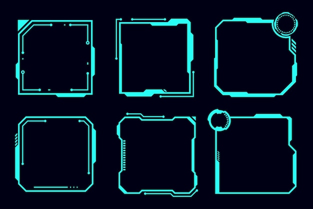 Set vectoriel cadre futuriste technologie HUD élément de conception cyberpunk