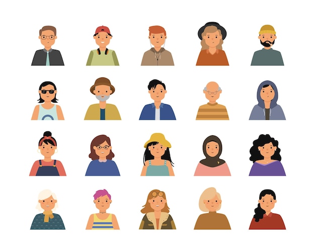 Set vectoriel de caractères d'avatar de personnes