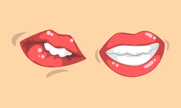 Set vectoriel de courbure des lèvres supérieure et inférieure de la bouche dans différents gestes