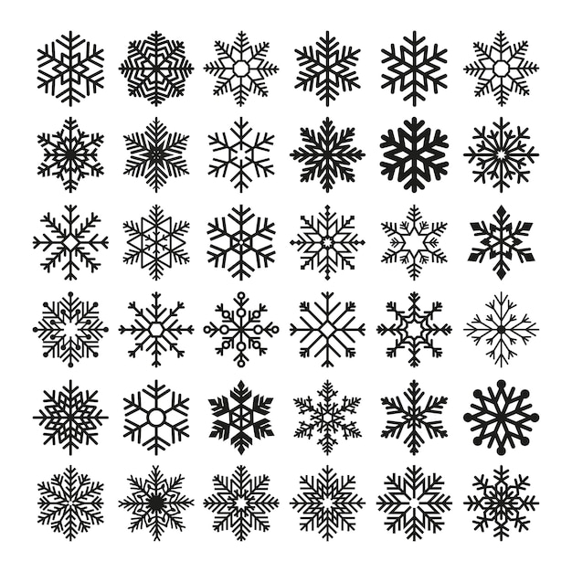 Set vectoriel de flocons de neige Décoration de flocon de neige vintage