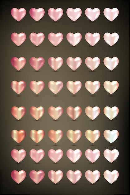 Set vectoriel gratuit de cœurs roses pour la fête de la Saint-Valentin