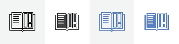 Set vectoriel d'icônes de livres ouverts utilisé pour l'interface utilisateur Web ou l'application