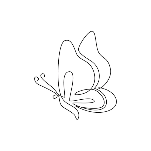 Vecteur un seul dessin au trait de beau papillon pour le logo de l'entreprise icône de soins de beauté salon et spa