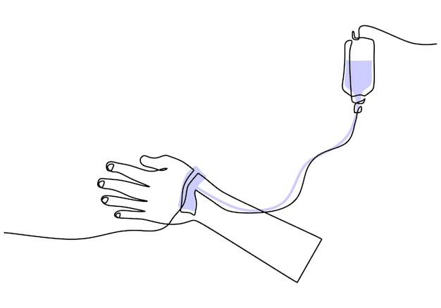 Une Seule Ligne Continue De Donneur De Sang De Main Isolée Sur Fond Blanc