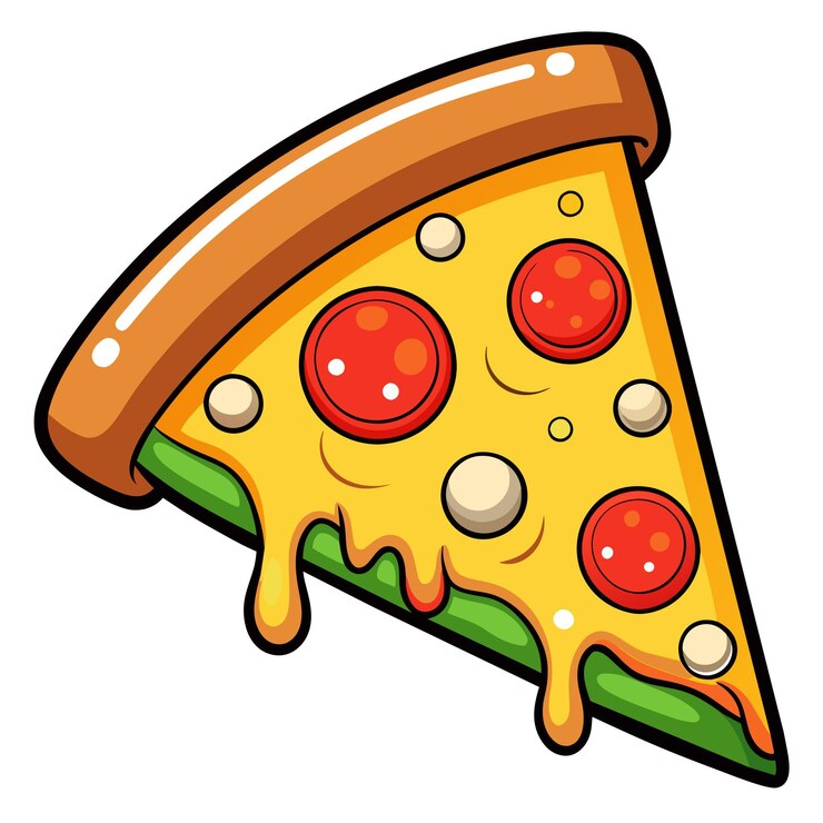 Vecteur une seule tranche de pizza au pepperoni fondu