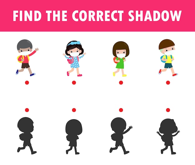 Shadow Matching Game Pour Les Enfants. Jeu Visuel Pour Enfant Trouver La Bonne Ombre