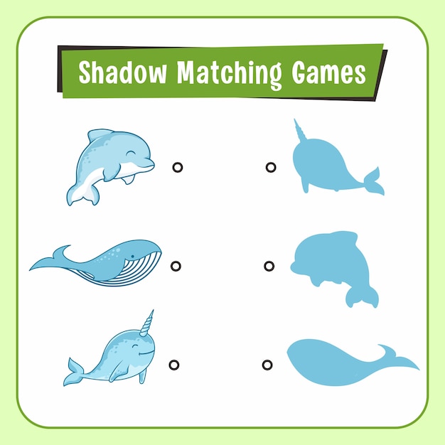 Shadow Matching Games Animaux Dolphin Narwhal Whale