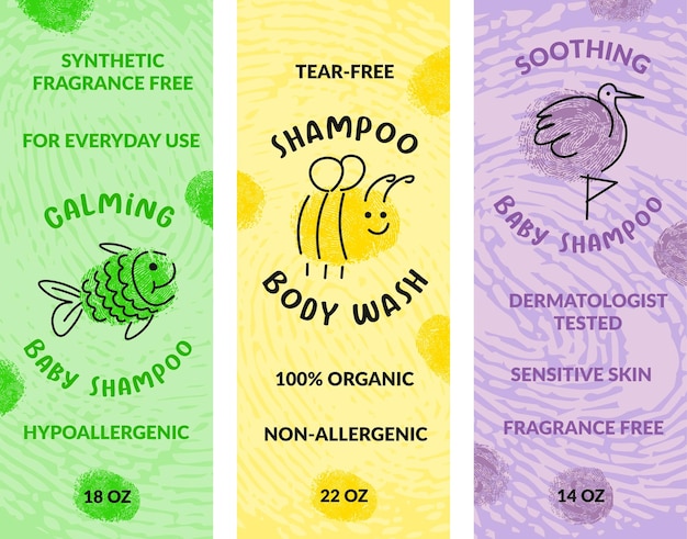 Vecteur shampoing pour enfants gel douche apaisant pour les enfants