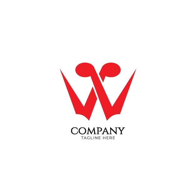 Sharp Letter W Alphabet Music Logo Design Isolé Sur Fond Blanc Note De Musique Initiale Et Concept De Logo Thème De Couleur Rouge