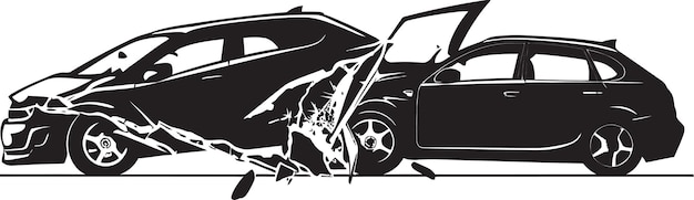 Vecteur shattered silence vector débris de voiture icon noir crash chronicles design de l'emblème de l'accident de voiture noir