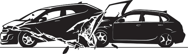 Shattered Silence Vector Débris De Voiture Icon Noir Crash Chronicles Design De L'emblème De L'accident De Voiture Noir