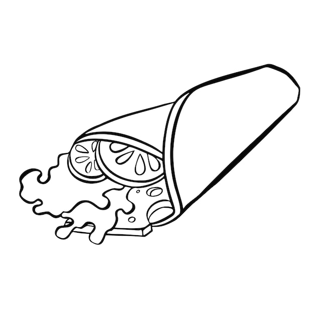 Shawarma Pixel Perfect Linear Arabian Fast Food Viande Enveloppée De Laitue Taco Mexicain Fine Ligne Illustration Personnalisable