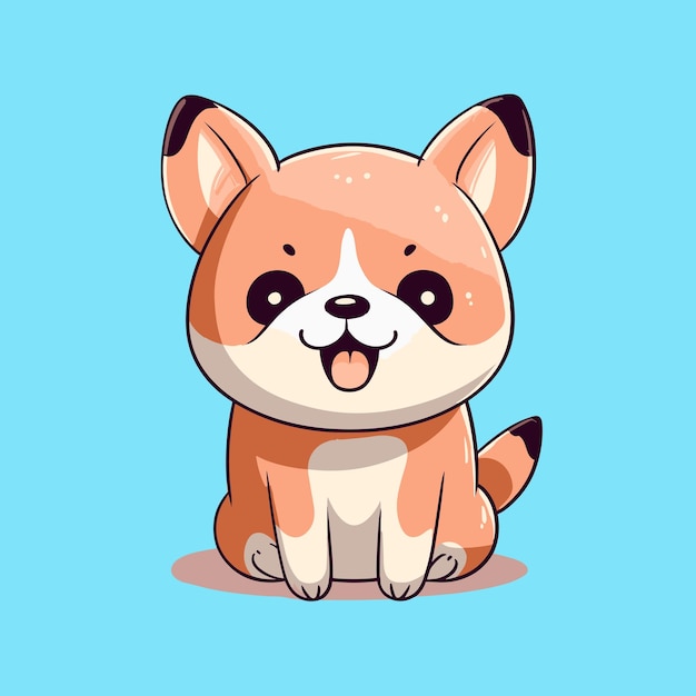 Shiba Inu Mignon Chien Assis Caricature