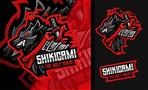 Shikigami Le Loup De Ninja Mascotte Logo