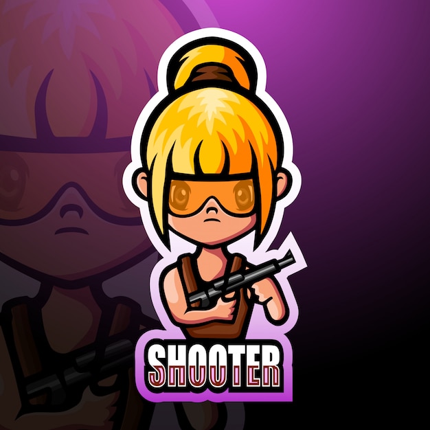 Shooter Girl Mascot Esport Illustration