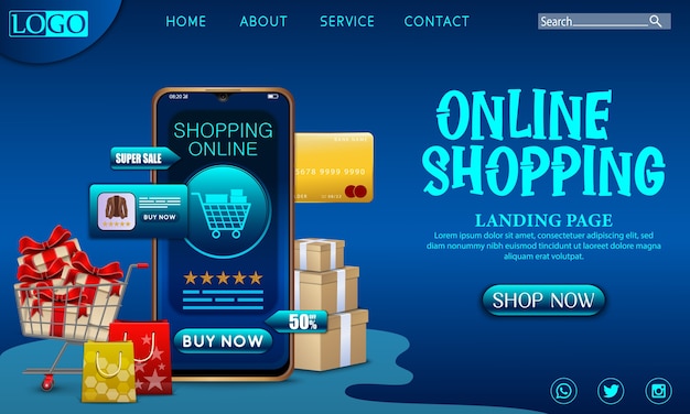 Shopping Concept De Design En Ligne Sur Une Application Mobile Avec Des Cadeaux