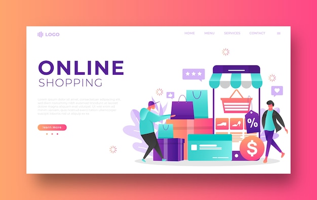 Shopping Concept De Page De Destination En Ligne Sur Mobile