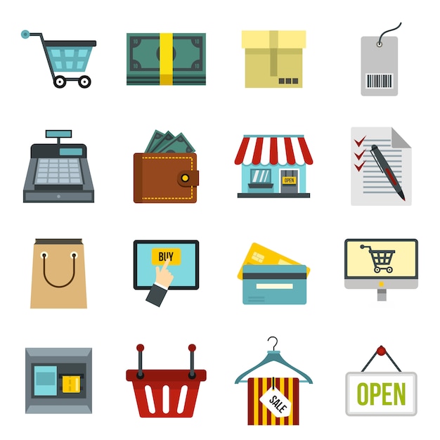 Vecteur shopping icônes définies