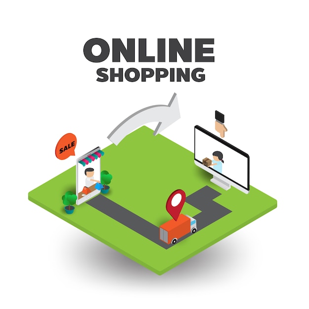 Shopping En Ligne Isométrique