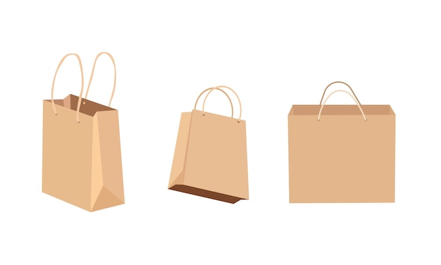 Vecteur shopping sacs en papier vector illustration supermarché shopping isolé sur fond blanc