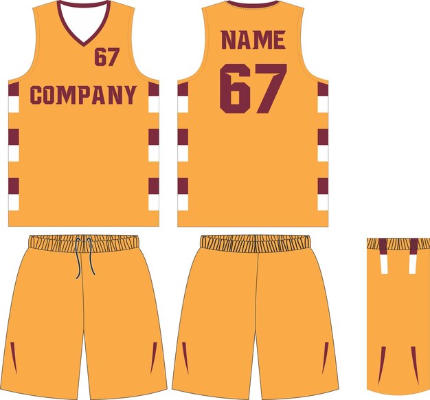 Vecteur short d'uniforme de basket-ball, modèle pour maillot de sport vue avant et arrière du club de basket-ball