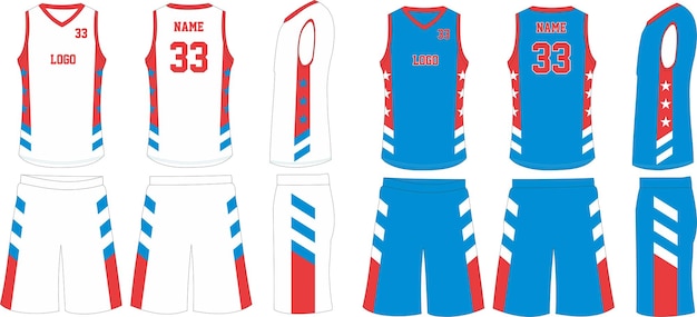 Short D'uniforme De Basket-ball, Modèle Pour Maillot De Sport Vue Avant Et Arrière Du Club De Basket-ball