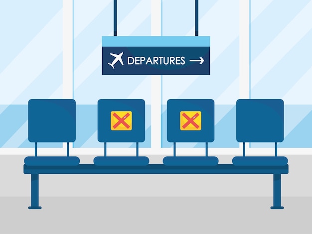 Siège de départ de l'aéroport avec nouveau moyen de transport normal