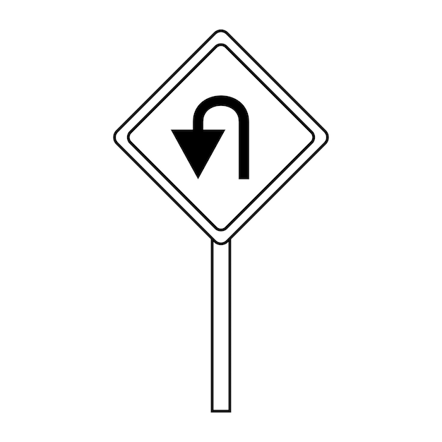 Sign U Turn Cartoon Illustration Vectorielle Cute U Turn Sign Dessin De Dessin Animé Design De Panneau De Signalisation Routière Ludique