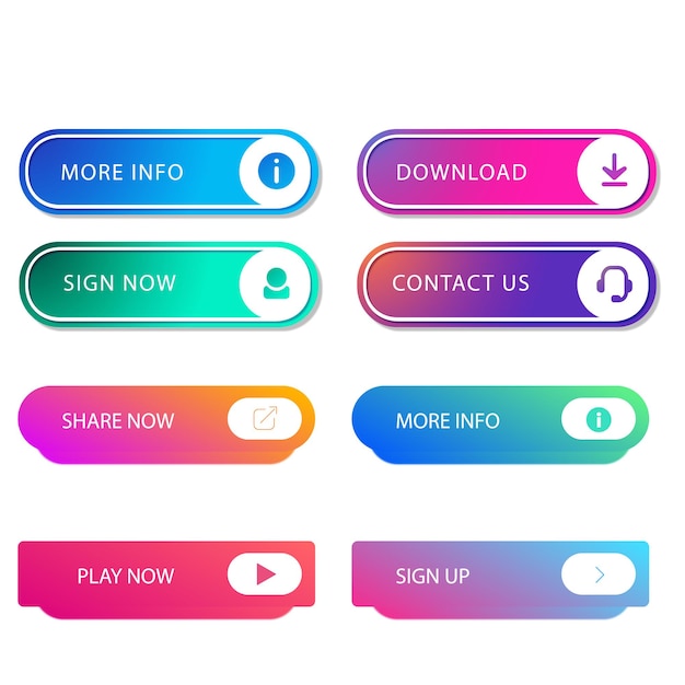 Sign up and Sign In Button Set Design plat sur un fond blanc est utilisé pour l'enregistrement et la connexion.
